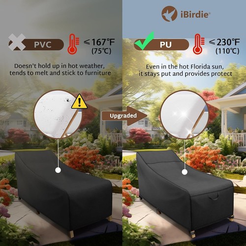 Funda Chaise Lounge Negra - Impermeable y Resistente a los UV 84" Dimensiones - Imagen 4 de 9