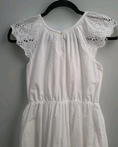 GAP KIDS White Lined Eyelet Cap Sleeve Long Sun Dress Elastic Girls Lg 10-11 EC - Picture 9 of 14