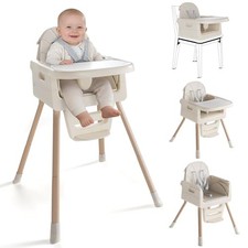 Baby High Chair for 6 Months , Foldable High Chairs for White with Wood Grain
