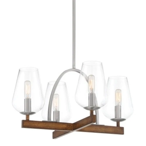 Minka Lavery 1064 Birnamwood 4 Light 20"W Chandelier - Koa Wood / Pewter - Picture 1 of 2