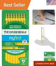 36 My First Tri-Write Pencils with Erasers - Bright Yellow, Safe & Fun for Kids