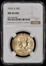 1952-D Franklin Half Dollar 50c NGC MS66 FBL - Nice Coin!