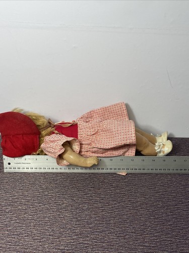 Vintage 1974 Horsman Doll Girl Red Hood Dress Closes Eyes 16” Handmade Signed - Picture 7 of 9