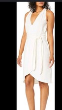 Halston Heritage Women’s XL Halter Belted Chalk Faux Wrap Dress NWT $275