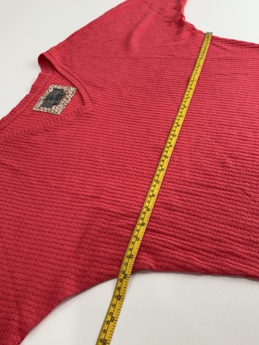 Anthropologie Coral Waffle Knit Dolman Sleeve Top Sz M V Neck Soft - Picture 6 of 7