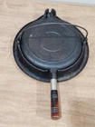 Antique WAGNER Waffle Iron #8 Griddle Patent 1910 Wood Handles Low base Seasoned