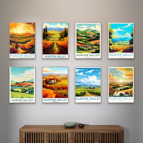 Arte de pared impreso póster de viaje australiano Hunter Valley, Nueva Gales del Sur (NSW), 8 piezas - Imagen 2 de 3