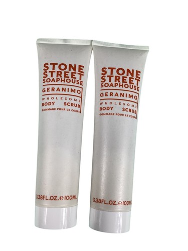 Stone Street Soaphouse Geranimo Wholesome Body Scrub 3.38 Fl. Oz. / 100ml 2 set - Picture 1 of 2