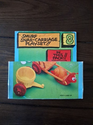Vintage 1980 Schleich Peyo Smurfs Snail Carriage Playset 8 #6411