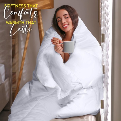 Comforter Duvet Insert, Quilted Comforter with Corner Tabs, Box Stitched Down... - Picture 4 of 8