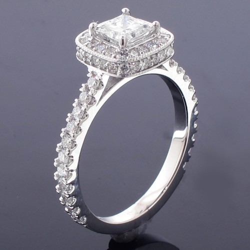 2.00 CT Diamond Encrusted Princess Cut Engagement Ring Bridal Set in 14k WG NEW - Picture 8 of 11