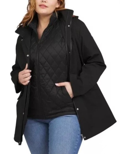 Lands' End Women's XL 3-in-1 Systems Jacket w/ Removeable Puffer Vest Black