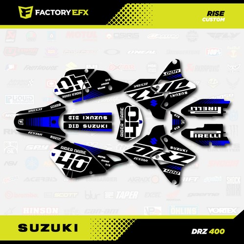 Black Blue Rise Racing Graphic Kit fits Suzuki Drz400 Drz 400 Drz400sm 400sm - Picture 11 of 12