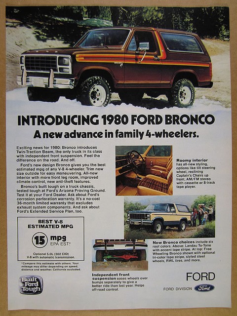 1980 Ford Bronco Free Wheeling Tri Color Stripe Brown Truck Photo 1980 Ford Bronco Free Wheeling Tri Color Stripe Brown Truck Photo Vintage Ad