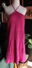 Old Navy Fuchsia Hot Pink Halter Tie Strap Crochet Mini Beachy Boho Dress XL