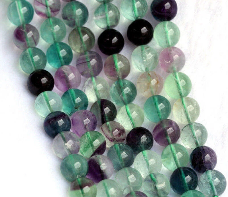 4/6/8/10/12 мм натуральный флюорит кварц кристалл драгоценных камней круглый россыпью бисер 15'' - Изображение 3 из 3