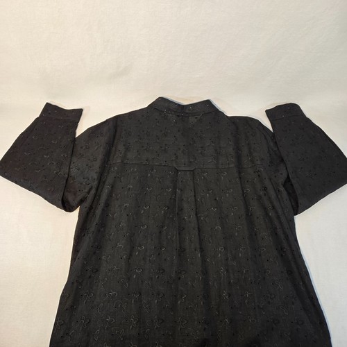 Vintage 20 SÜD Old Money Boho SCHWARZ Leinen Ösen Tunika Minikleid Größe 1X. - Bild 10 von 21