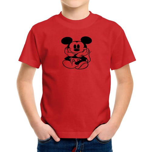Toddler Youth Kids Tee T-Shirt Cute Mickey Gift Shirt Print Mickey Mouse Sitting - Picture 16 of 19
