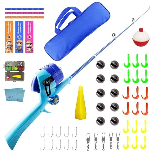Kids Fishing Pole, Telescopic Fishing Rod, Toddler Collapsible Fishing Rod blue - Picture 4 of 8