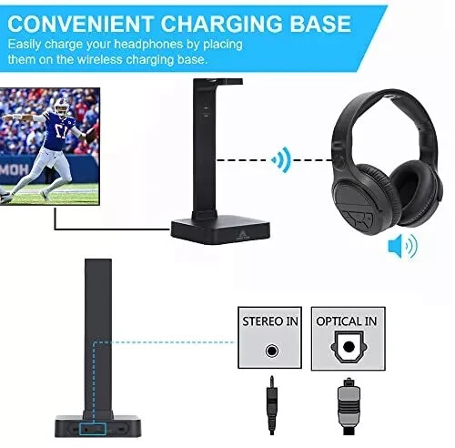 Drahtlose Kopfhörer zum Fernsehen mit digitaler optischer Cinch 2,4 GHz HF-Transm... - Bild 2 von 5