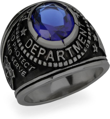 Police Officer Law Enforcement Professional Colegiate Style Stainless Steel Ring - Picture 9 of 16