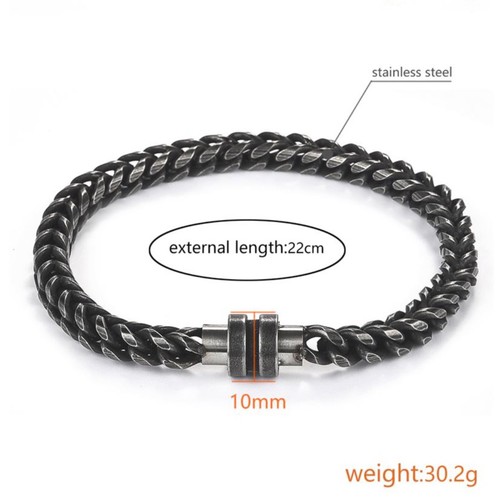 Men's Solid Gun Metal Stainless Steel Franco Box Link Chain Bracelet Gift UK - Picture 3 of 8