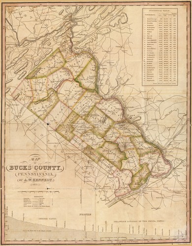 1831 Map of Bucks County Pennsylvania - Afbeelding 1 van 4