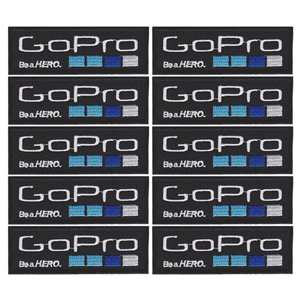 Parche de aplique bordado plancha sobre bordado con logotipo de cámara GoPro de 10 piezas tamaño 3,6""x1,0""