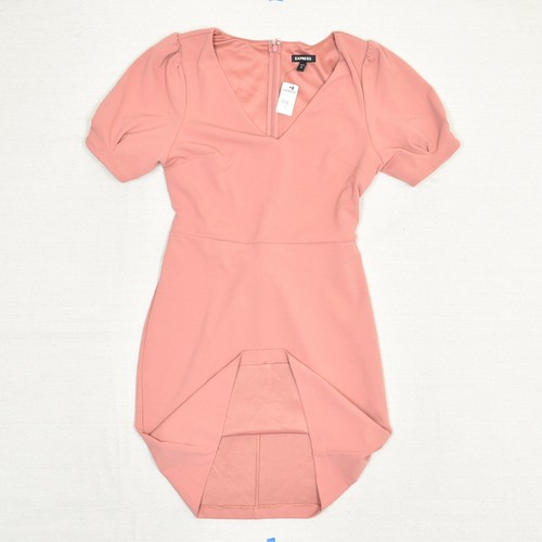 NEW Expres Women's Sheath Dress V Neck Short Sleeve Polyester Pink Size M - Picture 2 of 8