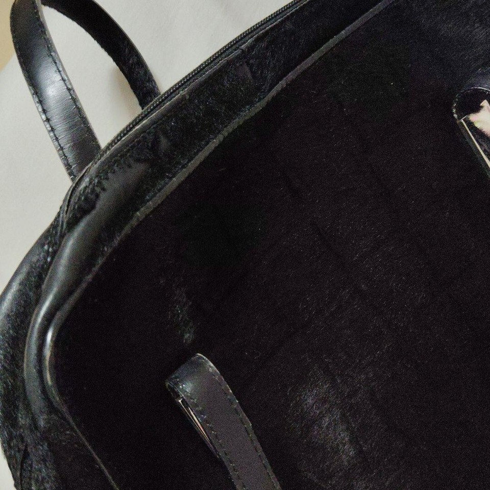 GUCCI Vintage Tote Bag Shoulder Calfskin Black Horsehair Material eBay