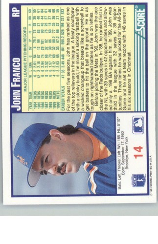 1991 Score Baseball (1-200) -YOU PICK THE CARD - Picture 29 of 401
