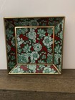 MacKenzie-Childs WINTER BOUQUET Glass & Brass Small Tray 6" X  6"