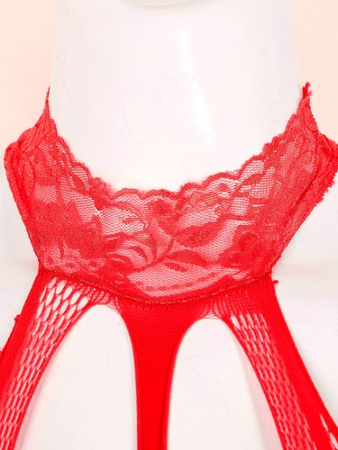 Body para mujer busto abierto sin entrepierna Body-medias lencería ahuecado de red - Imagen 104 de 163