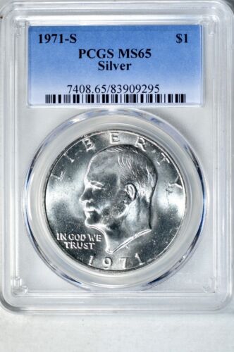 Dólar Ike de plata 1971-S $1 graduación profesional MS65 #295 - Imagen 1 de 2