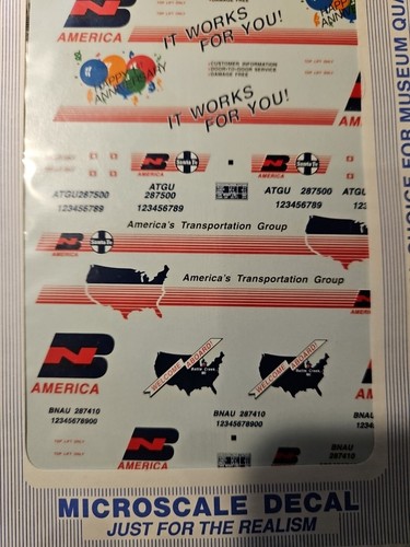 MICROSCALE DECALS, HO SCALE, 87-674 BURLINGTON NORTHERN 48' TRAILERS AMERICAL... - Picture 3 of 3