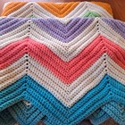 Baby Crib Handmade Afghan Throw Crochet Chevron Lines Multicolor 41X31