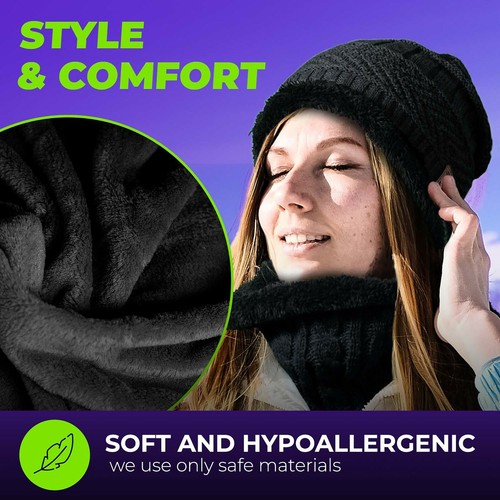 Bluetooth Beanie Wireless Hat with Scarf – Black Headphone Beanie Hat –Music Hat - Picture 7 of 7