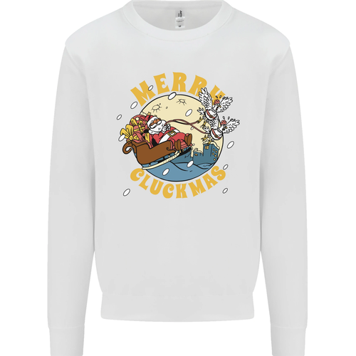 Funny Chickens Merry Cluckmas Kids Sweatshirt Jumper - Picture 22 of 97