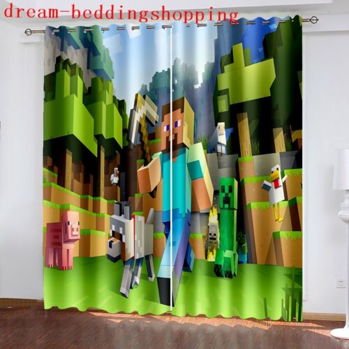 Schlafzimmer Vorhänge Ösen Minecraft Kinderzimmer Verdunklung Vorhang UV-Schutz - Bild 7 von 34
