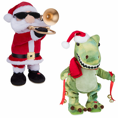 Peluche de Navidad musical animado Gemmy 95763, Santa con trombón o Navidad - Imagen 2 de 2