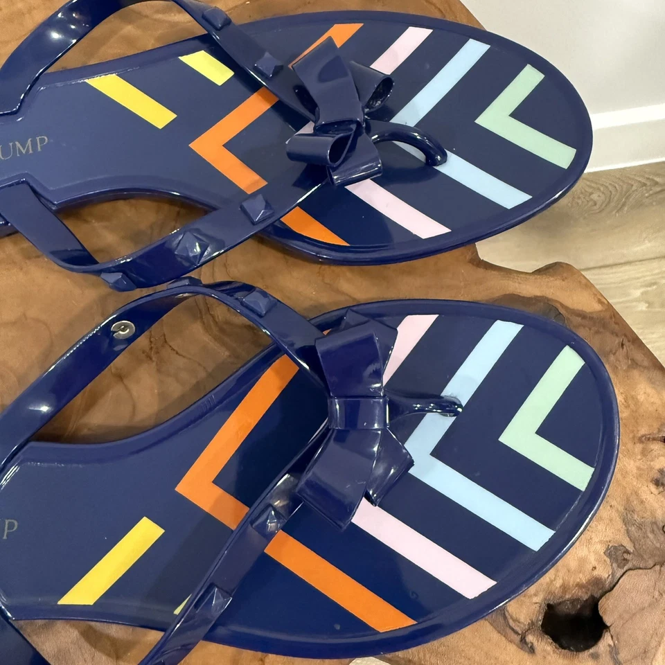 Сандалии-шлепанцы женские Ivanka Trump с заклепками желе стринги размер 10 синие многоцветные - Изображение 4 из 4