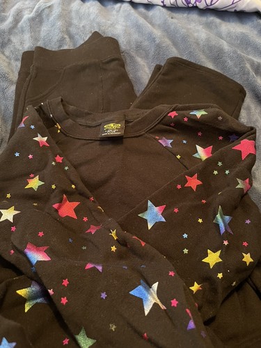 Girls Size Large(10-12) Black and Multi-color Stars 2 Piece Sweat Set - Picture 6 of 8