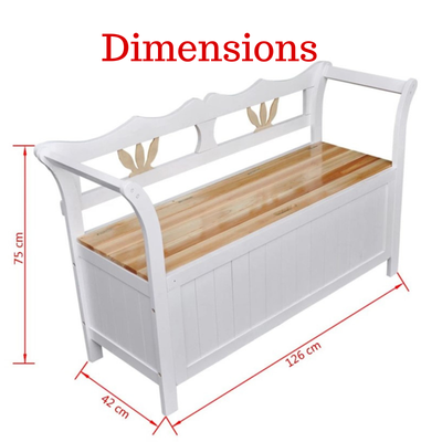 Wooden Storage Bench Blanket Box Toy Chest White Timber Home Chair