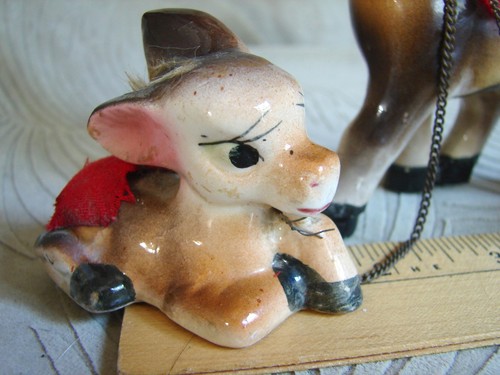 Vintage Esel/Maultier Figuren Lot: Papa, Mama mit Babys an Kette, Wales/Relco Japan - Bild 6 von 12