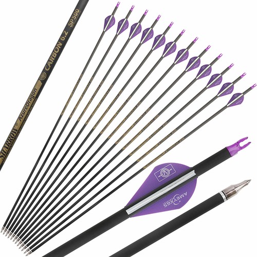 30 Zoll Carbonpfeile SP300-600 Bogenschießen Compound Bogen Recurve Bogen Jagd - Picture 10 of 20