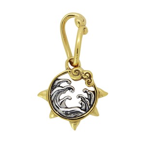 Japanese Silver Accessories Netsuke rough waves in the sun from JAPAN F//S