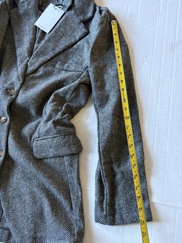J.NNA Herringbone Peacoat Jacket Pockets Tie Back New Size Small - Picture 5 of 9