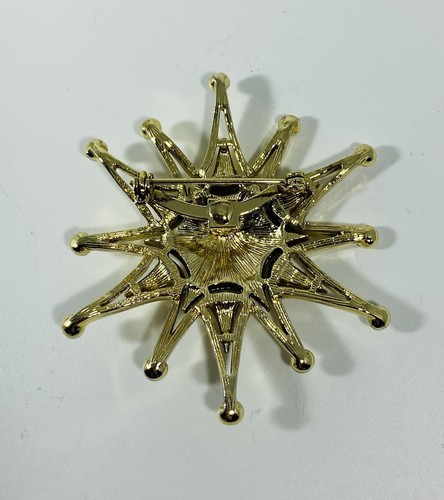 Spilla Starburst vintage spilla e orecchini metà secolo moderno tono oro clip on - Foto 4 di 8