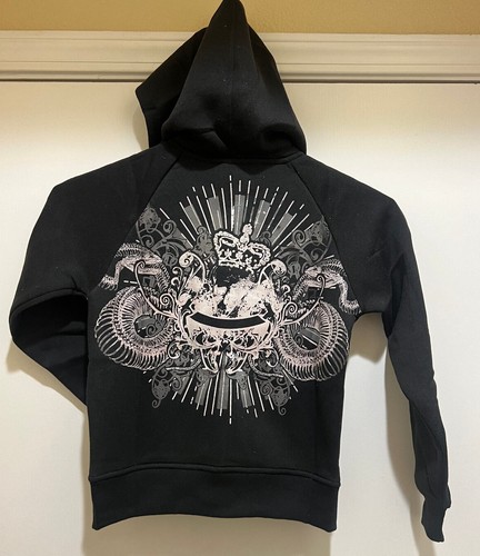 Zip Up Youth Hoodie Imprinted logo - Size: 5, Black Color with Screen Print -NEW - Picture 6 of 7