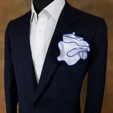 NEW - Men's White Satin 2-in-1 Pouf Round Pocket Square - More Colors